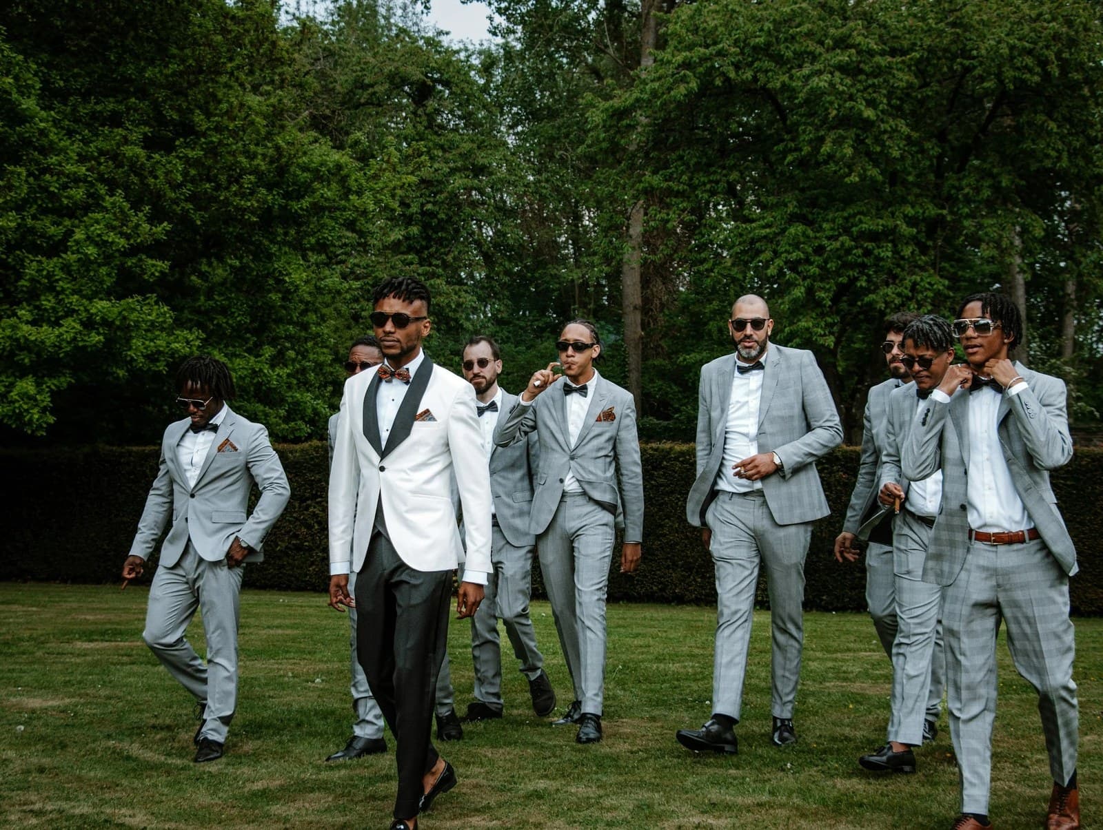 A group of well-dressed men at a special event